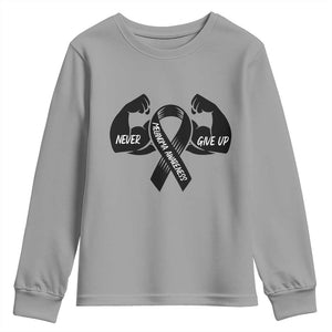 Melanoma Awareness Warrior Youth Sweatshirt Never Give Up TS12 Sport Gray Print Your Wear
