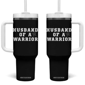Husband Of A Warrior Tumbler With Handle Melanoma Awareness Wife Support TS12 One Size: 40 oz Black Print Your Wear