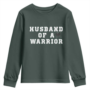 Husband Of A Warrior Youth Sweatshirt Melanoma Awareness Wife Support TS12 Dark Forest Green Print Your Wear