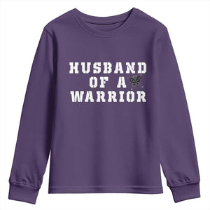 Husband Of A Warrior Youth Sweatshirt Melanoma Awareness Wife Support TS12 Purple Print Your Wear