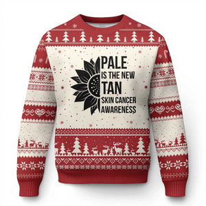 Skin Cancer Survivor Warrior Ugly Christmas Sweater Pale Is The New Tan TS12 Beige Red Print Your Wear