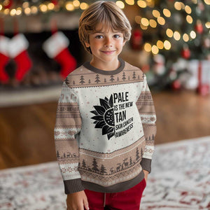 Skin Cancer Survivor Warrior Ugly Christmas Sweater Pale Is The New Tan TS12 Mocha Mousse Print Your Wear