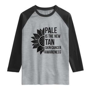 Skin Cancer Survivor Warrior Raglan Shirt Pale Is The New Tan TS12 Heather Gray Black Print Your Wear