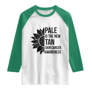 Skin Cancer Survivor Warrior Raglan Shirt Pale Is The New Tan TS12 White Kelly Green Print Your Wear