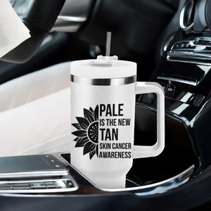 Skin Cancer Survivor Warrior Tumbler With Handle Pale Is The New Tan TS12 Print Your Wear
