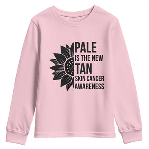 Skin Cancer Survivor Warrior Youth Sweatshirt Pale Is The New Tan TS12 Light Pink Print Your Wear