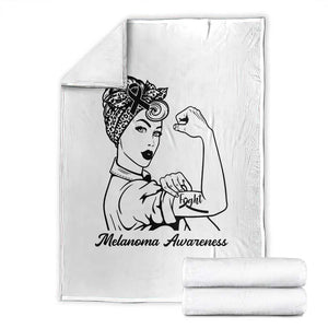 Melanoma Awareness Strong Woman Throw Blanket Feminist Warrior TS12 White Print Your Wear