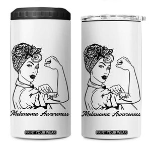Melanoma Awareness Strong Woman 4 in 1 Can Cooler Tumbler Feminist Warrior TS12 One Size: 16 oz White Print Your Wear