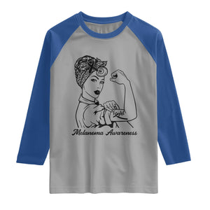 Melanoma Awareness Strong Woman Raglan Shirt Feminist Warrior TS12 Sport Gray Royal Print Your Wear