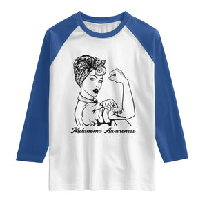 Melanoma Awareness Strong Woman Raglan Shirt Feminist Warrior TS12 White Royal Print Your Wear