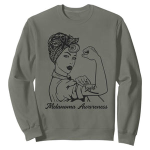 Melanoma Awareness Strong Woman Sweatshirt Feminist Warrior TS12 Military Green Print Your Wear