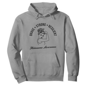 Melanoma Awareness Strong Woman Hoodie Brave Strong Resilient Warrior TS12 Sport Gray Print Your Wear