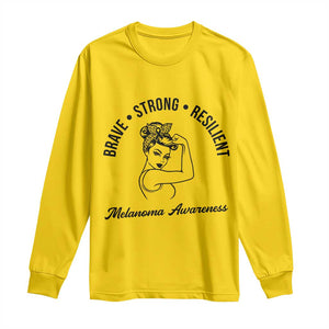 Melanoma Awareness Strong Woman Long Sleeve Shirt Brave Strong Resilient Warrior TS12 Daisy Print Your Wear