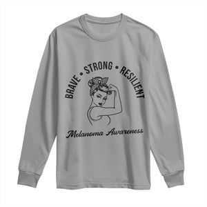 Melanoma Awareness Strong Woman Long Sleeve Shirt Brave Strong Resilient Warrior TS12 Sport Gray Print Your Wear
