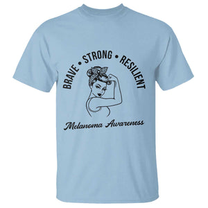 Melanoma Awareness Strong Woman T Shirt Brave Strong Resilient Warrior TS12 Light Blue Print Your Wear