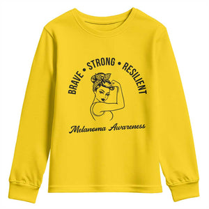 Melanoma Awareness Strong Woman Youth Sweatshirt Brave Strong Resilient Warrior TS12 Daisy Print Your Wear