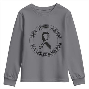 Melanoma Awareness Youth Sweatshirt Brave Strong Resilient Warrior TS12 Charcoal Print Your Wear