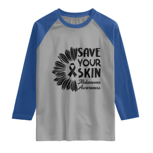 Skin Cancer Fighter Raglan Shirt Save Your Skin TS12 Sport Gray Royal Print Your Wear