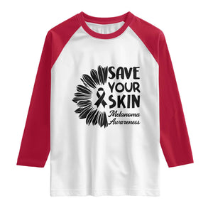 Skin Cancer Fighter Raglan Shirt Save Your Skin TS12 White Red Print Your Wear