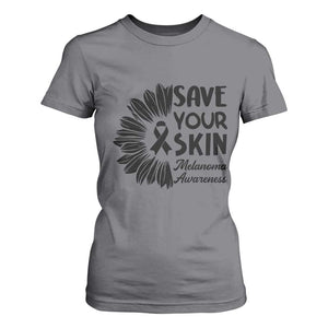 Skin Cancer Fighter T Shirt For Women Save Your Skin TS12 Charcoal Print Your Wear