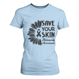 Skin Cancer Fighter T Shirt For Women Save Your Skin TS12 Light Blue Print Your Wear