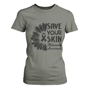 Skin Cancer Fighter T Shirt For Women Save Your Skin TS12 Military Green Print Your Wear
