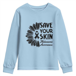 Skin Cancer Fighter Youth Sweatshirt Save Your Skin TS12 Light Blue Print Your Wear