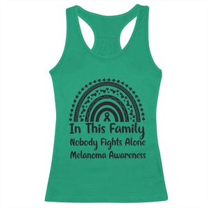 In This Family Nobody Fights Alone Racerback Tank Top Melanoma Warrior Support TS12 Irish Green Print Your Wear