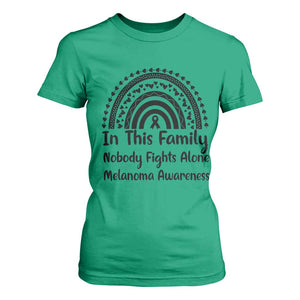In This Family Nobody Fights Alone T Shirt For Women Melanoma Warrior Support TS12 Irish Green Print Your Wear