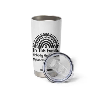 In This Family Nobody Fights Alone Tumbler Cup Melanoma Warrior Support TS12 Print Your Wear