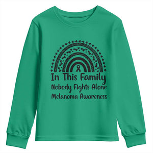 In This Family Nobody Fights Alone Youth Sweatshirt Melanoma Warrior Support TS12 Irish Green Print Your Wear