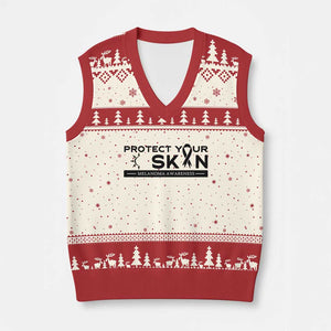 Melanoma Prevention Awareness V-Neck Knit Sweater Vest Protect Your Skin TS12 Beige Red Print Your Wear