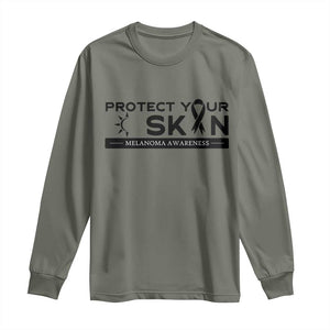 Melanoma Prevention Awareness Long Sleeve Shirt Protect Your Skin TS12 Military Green Print Your Wear
