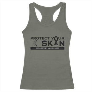 Melanoma Prevention Awareness Racerback Tank Top Protect Your Skin TS12 Military Green Print Your Wear