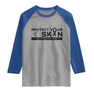 Melanoma Prevention Awareness Raglan Shirt Protect Your Skin TS12 Sport Gray Royal Print Your Wear