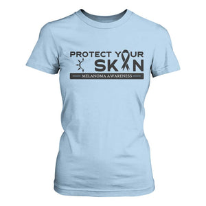 Melanoma Prevention Awareness T Shirt For Women Protect Your Skin TS12 Light Blue Print Your Wear