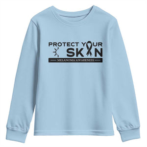Melanoma Prevention Awareness Youth Sweatshirt Protect Your Skin TS12 Light Blue Print Your Wear
