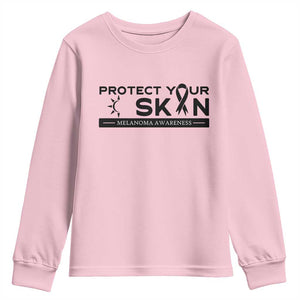 Melanoma Prevention Awareness Youth Sweatshirt Protect Your Skin TS12 Light Pink Print Your Wear