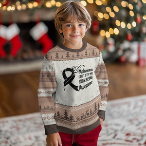 Melanoma Cant Stop Me From Being Awesome Ugly Christmas Sweater Support Squad Gift TS12 Mocha Mousse Print Your Wear