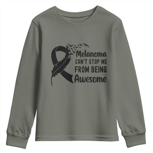 Melanoma Cant Stop Me From Being Awesome Youth Sweatshirt Support Squad Gift TS12 Military Green Print Your Wear
