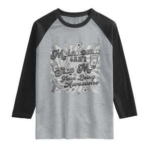 Melanoma Awareness Support Squad Raglan Shirt Melanoma Can't Stop Me TS12 Heather Gray Black Print Your Wear