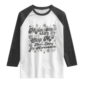 Melanoma Awareness Support Squad Raglan Shirt Melanoma Can't Stop Me TS12 White Heather Charcoal Print Your Wear