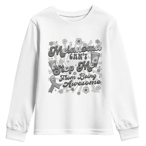 Melanoma Awareness Support Squad Youth Sweatshirt Melanoma Can't Stop Me TS12 White Print Your Wear