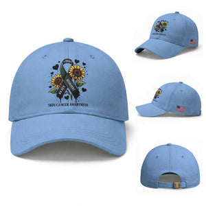 Sunflower Skin Cancer Awareness Baseball Cap Brave Strong Resilient TS12 Baseball Cap Universal Fit Light Blue Print Your Wear