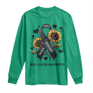Sunflower Skin Cancer Awareness Long Sleeve Shirt Brave Strong Resilient TS12 Irish Green Print Your Wear
