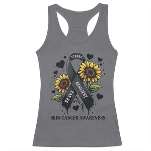 Sunflower Skin Cancer Awareness Racerback Tank Top Brave Strong Resilient TS12 Charcoal Print Your Wear
