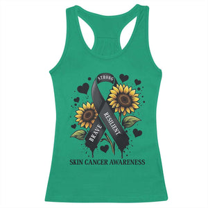 Sunflower Skin Cancer Awareness Racerback Tank Top Brave Strong Resilient TS12 Irish Green Print Your Wear