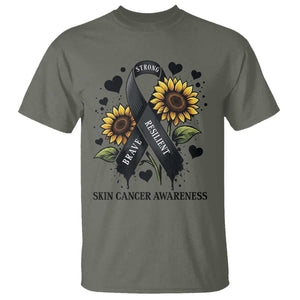 Sunflower Skin Cancer Awareness T Shirt Brave Strong Resilient TS12 Military Green Print Your Wear