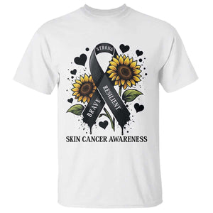 Sunflower Skin Cancer Awareness T Shirt Brave Strong Resilient TS12 White Print Your Wear