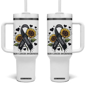 Sunflower Skin Cancer Awareness Tumbler With Handle Brave Strong Resilient TS12 One Size: 40 oz White Print Your Wear